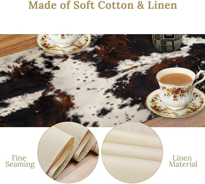 Cow Print Table Runner, 13x70 Inch - Image 6