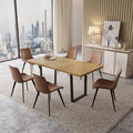 ZckyCine 51"-67" Modern Extendable Dining Table Set for 6 with 6 Padded Chairs, Wood Kitchen & Dining Room Table Set, Space-Saving Home Furniture for Small Families