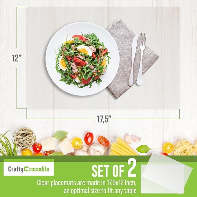 CraftyCrocodile Clear Plastic Placemats Set of 2 - Image 3