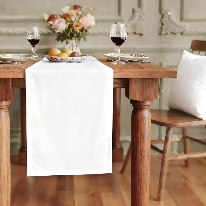 FOLINS&HOME White Waterproof Decorative Table Runner 60 Inches Long | 210GSM by FOLINSHOME