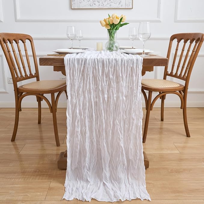 Asee'm 2pcs Cheesecloth Table Runner 120 Inches Long Ivory Boho Gauze Cheese - Image 6