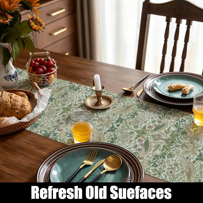 Bird Floral Drawer Shelf Liner for Kitchen Green 12IN x 10FT | Non Adhesive - Image 7