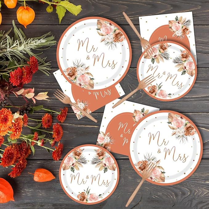 Bohemian Mr. and Mrs Tableware Party Decorations - Image 6