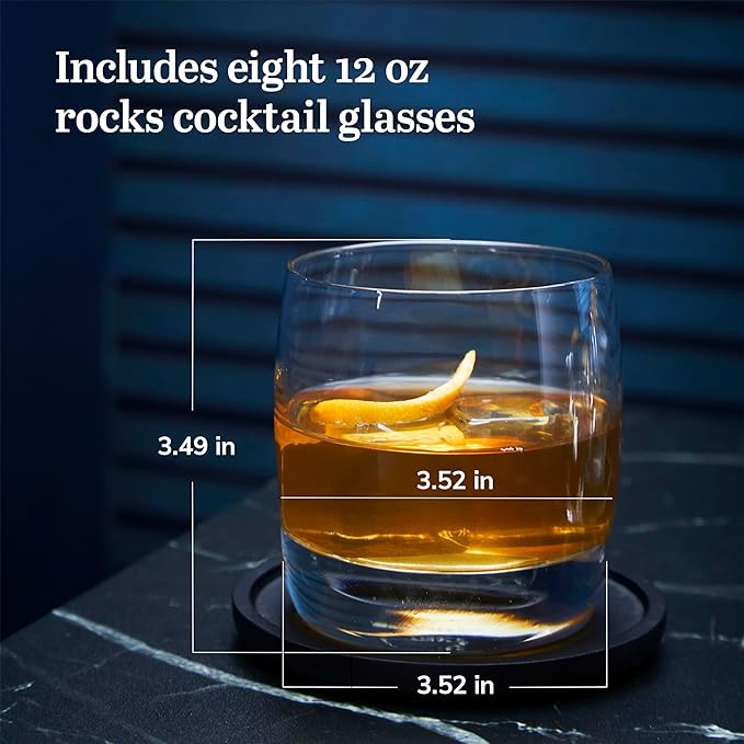 Libbey Signature Kentfield Rocks Cocktail Glasses, 12 ounce, Set of 8