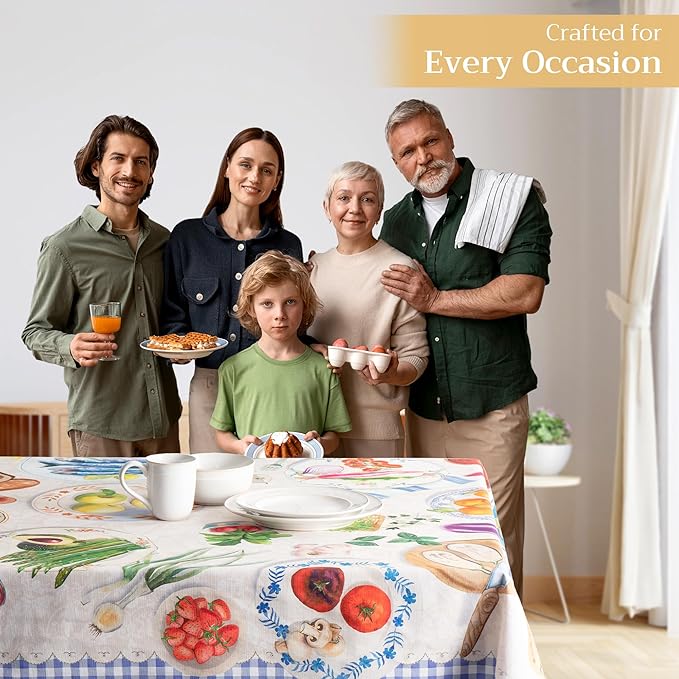 Maison d' Hermine Table Cloth Rectangle Table 100% Cotton 60 x 90 Inches Tablecloth Reusable Decorative for Dining Room Farmhouse Home Valentines Day Decorations Spring Summer - Gourmand