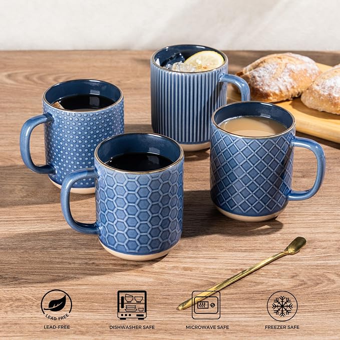 GBhome Coffee Mugs Set of 4, 16 oz Blue Coffee Cups - Image 5