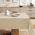 JIUZHEN Rectangle Table Cloth Faux Linen Farmhouse Tablecloth Wrinkle and Stain Resistant Decorative Fabric Table Cover for Kitchen, Dining Room, Parties and Camping, Beige, 70 x 108 Inch