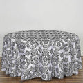 Efavormart 120" Black Velvet Flocking Damask Tafetta Round Tablecloth by efavormart