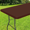 Smiry Rectangle Tablecloth, Elastic Fitted Flannel Backed Vinyl Tablecloths for 6ft Folding Tables, Waterproof Wipeable Table Covers for Indoor, Outdoor, Picnic and Camping (Coffee, 30"x72")