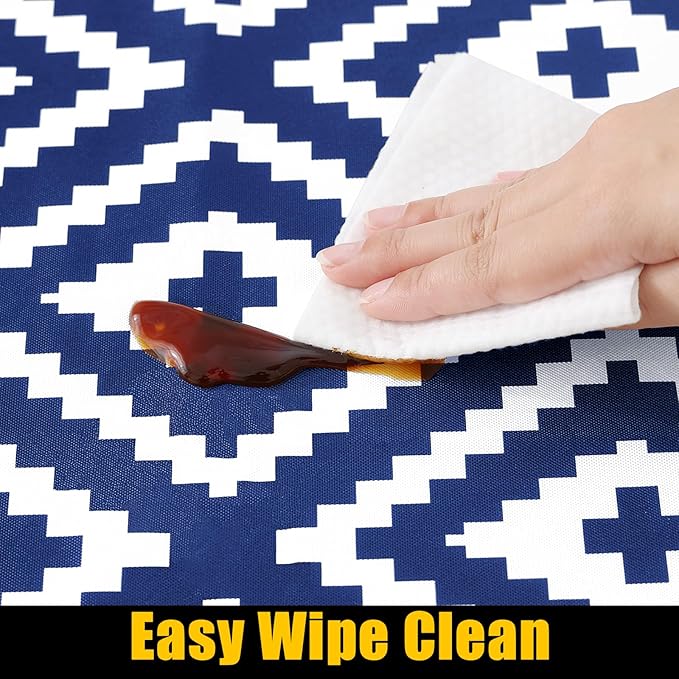 Smiry Rectangle Table Cloth Cover, Waterproof Elastic Fitted Picnic Tablecloth for 4 Foot Tables, Wipeable Flannel Backed Vinyl Tablecloths for Camping, Dining, Outdoor (Navy, 30" x 48")