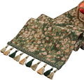 Ditsy Floral Table Runner Daisy Green 13 x 94 Inch | Jacquard Weave Pattern by HomeyHo