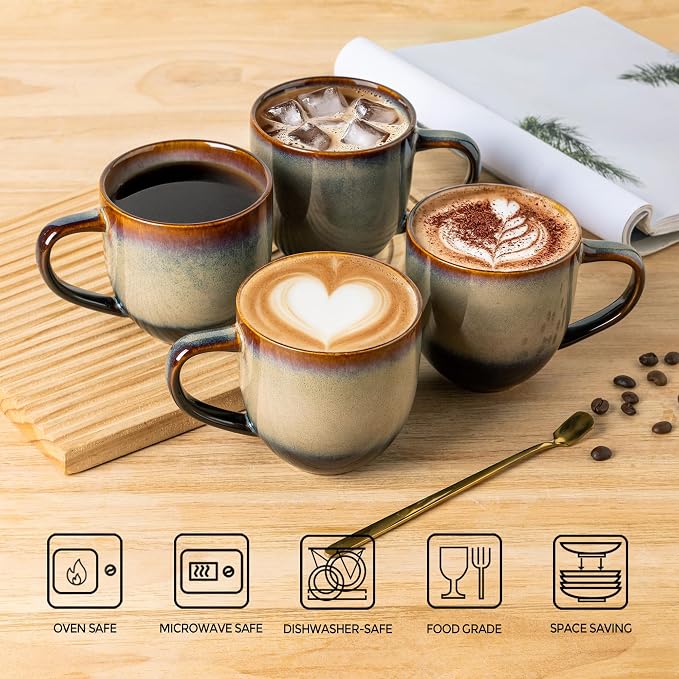 theterra Ceramic Coffee Mugs Set of 6, 12 oz Coffee Cups - Image 4