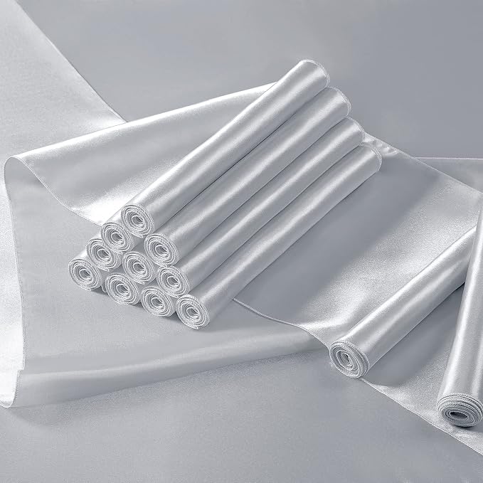 Manyshofu Silver Satin Table Runner 12x108 - Image 2