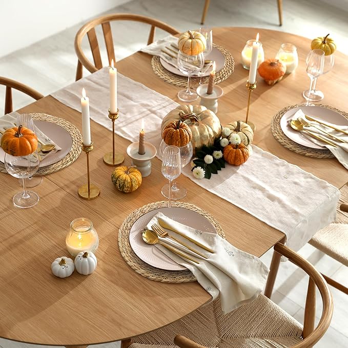 Aneco 12 Pack 13.8-Inch Round Woven Placemats Natural Hand-Woven Boho Rattan Wicker Bulrush Placemat Farmhouse Rustic Braided Table Mats for Dining & Kitchen Decor