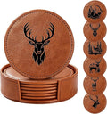 6 Packs Stag Pattern Leather Coaster by LKKCHERDESIGN