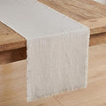 14 x 120 Inches Frayed Edge Table Runner, 270G Heavyweight Sand Washed Slub by KINGSTONE
