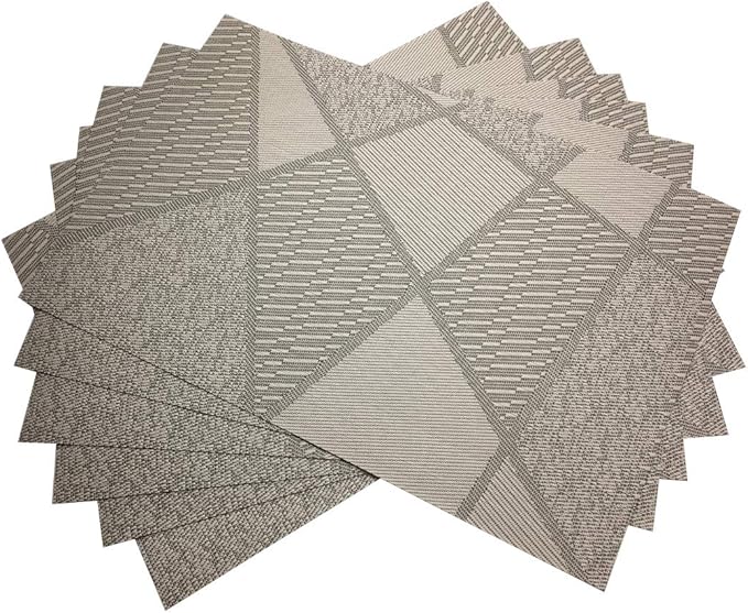 Gugrida Natural Placemats Woven Vinyl Non-Slip Insulation Heat Stain Resistant Washable Table Placemats Kitchen Dining Table Top Meal Mat Place Mats PVC Set of 6, Natural Wood Color