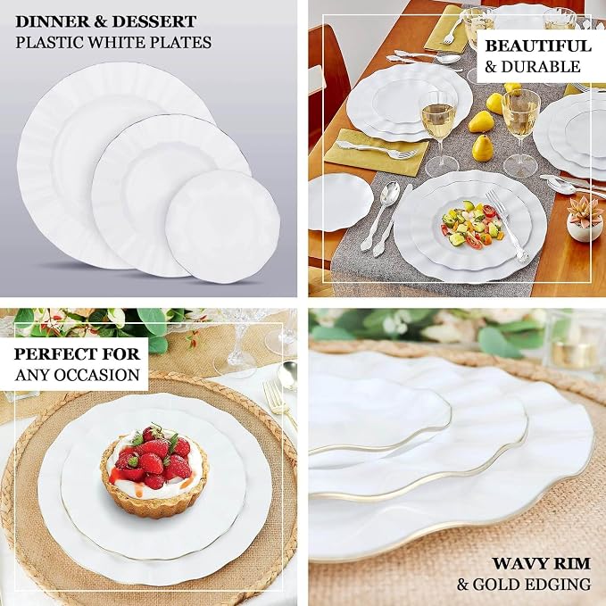 Efavormart 9" Salad Plates – Set of 10 Plastic White Round Disposable Plates - Image 4