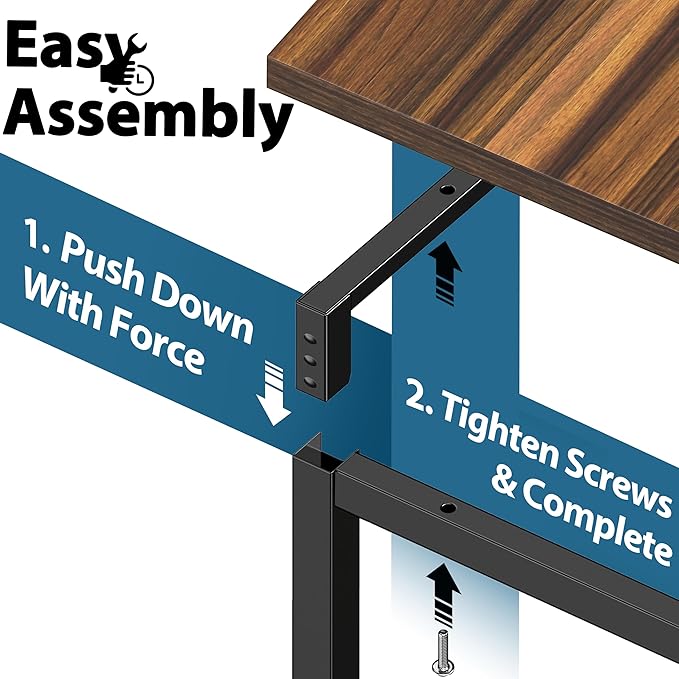 SHW Mission 55-Inch Home Office Computer Desk, Walnut