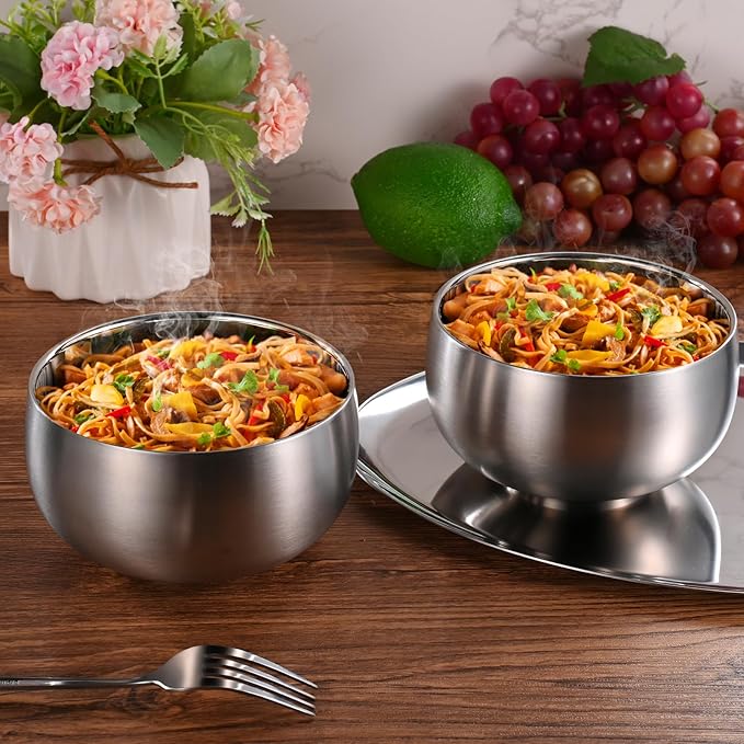16.9 Fl Oz Ice Cream Bowl,Stainless Steel 316# Insulated Double Wall Vacuum Soup Bowl, Set of 2