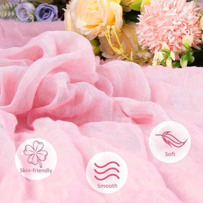 12 Pack Pink Cheesecloth Table Runner 10ft Boho Gauze Fabric Cheese Cloth Table - Image 4