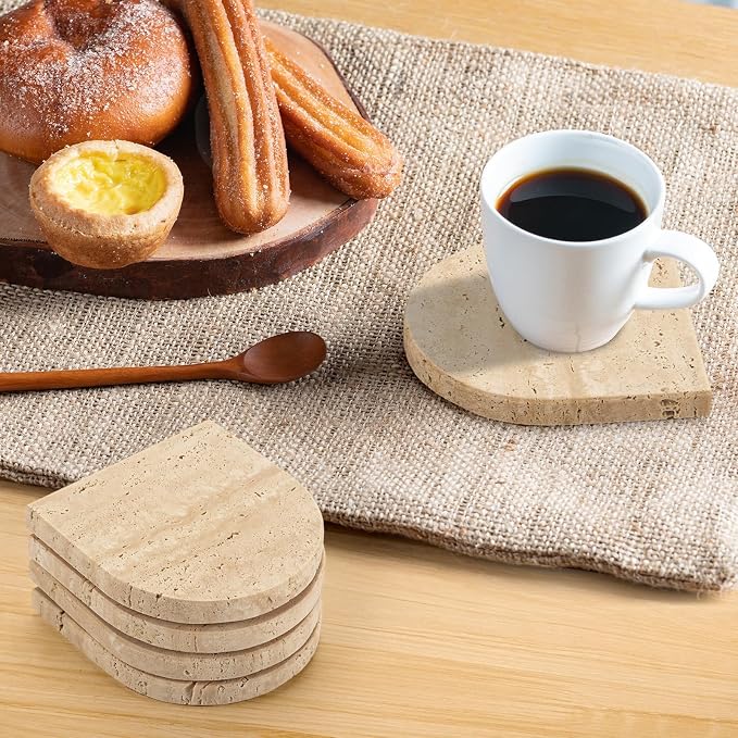 Marble Coaster for Drinks Set of 5 Natural Travertine Coasters for Home Decor - Image 8