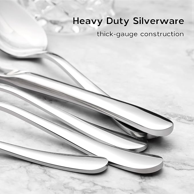 Onader 40 Piece Heavy Duty Cutlery Set, Stainless Steel Silverware Flatware Set - Image 2