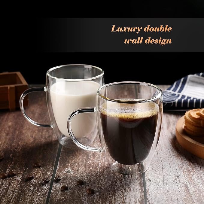 12 Oz Double Walled Glass Coffee Mugs - Image 7