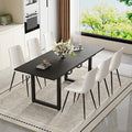 Extendable Dining Table Set for 6, 55"–71" Modern Black Kitchen Table with 6 Upholstered Chairs, Space-Saving for Living Room Apartment, Sturdy & Comfortable, Easy Assembly