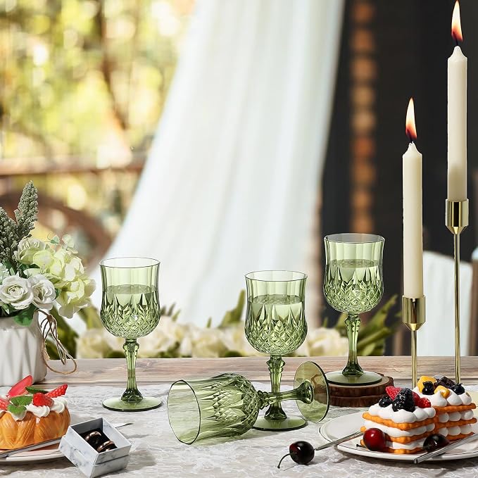 XUWAIDSGN 16 Pcs 7oz Plastic Vintage Wine Glasses Drinking Glasses Unbreakable - Image 7
