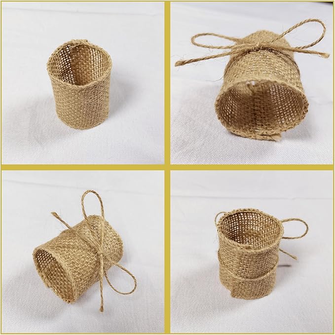 Natural Burlap Napkin Rings Set of 200 pcs with Jute Rope,Disposable Napkin Bands Bulk,Rustic Serviette Ring for Tables,Decorations,Wedding,Dinner,Country Party Decor