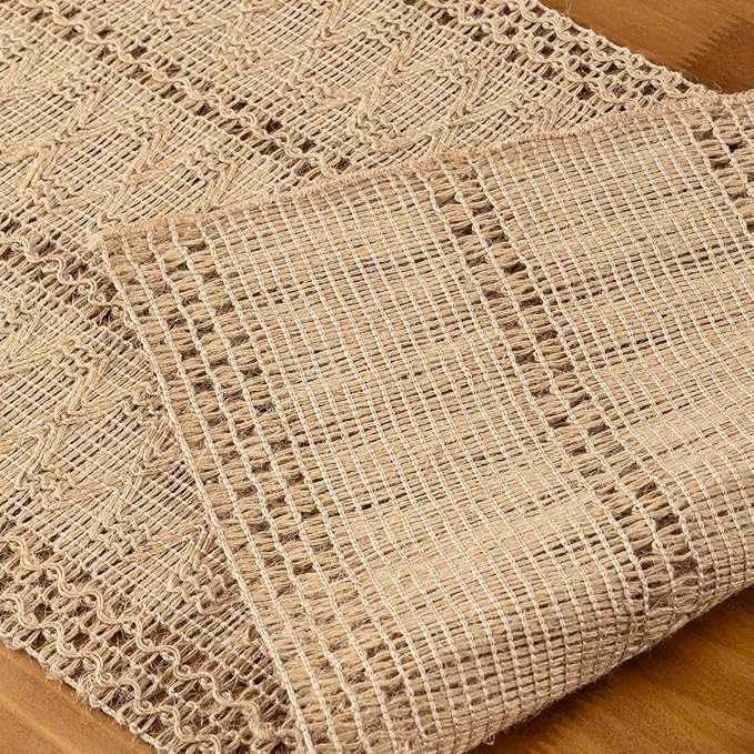 Burlap Boho Table Runner Farmhouse Jute Bamboo Table Runner 12x90 Inch | Small - Image 5
