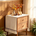 Nightstand Cover 13 x 36 Inch Cream Boho Dresser Cover Top | Short Farmhouse by yuboohomedecorations