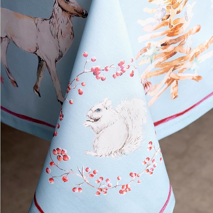 Maison d' Hermine Table Cloth Rectangle Table 100% Cotton 60 x 108 Inches Fall Tablecloth Reusable Everyday Use for Thanksgiving Christmas Decorations Dining Farmhouse Party (Fairy Tale Forest)