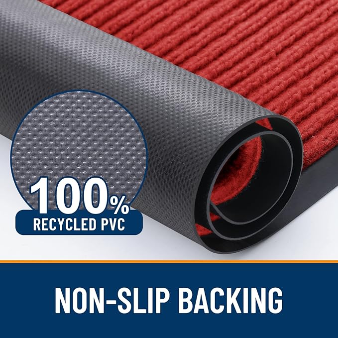 OLANLY Front Door Mat Indoor Outdoor Entrance, Waterproof Heavy Duty Doormat, Fade Resistant, Low Profile, Easy Clean Patio Porch Welcome Floor Mats for Entry, 47x30, Red