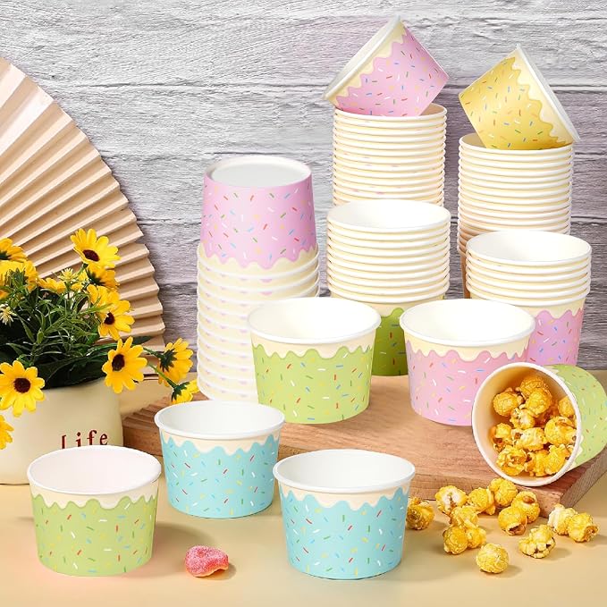 Hallswl 100pcs 9oz Ice Cream Bowls Disposable, Paper Ice Cream Cups, 5 Color - Image 6