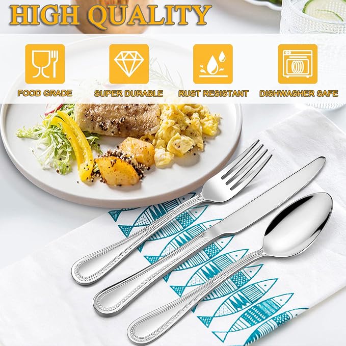 LIANYU 30-Piece Silverware Set, Stainless Steel Flatware Set - Image 2