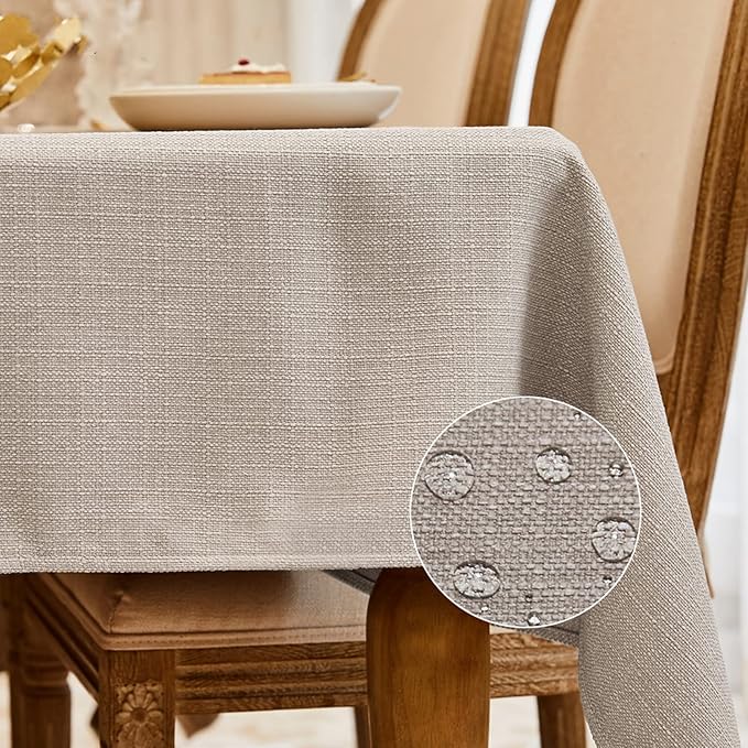 BALCONY & FALCON Rectangle Tablecloth，Washable Wrinkle Resistant and Water Proof Table Cloth, Decorative Fabric Tablecloths for Dining Parties Kitchen Wedding and Outdoor Use (Beige, 47×47)