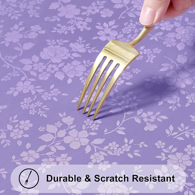 Smiry Round Table Cloth, Waterproof Heavy Duty Vinyl Tablecloths, Wipeable Washable Table Cover for Kitchen and Dining Room (Purple, 70" Round)