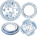 60Pcs Blue White Paper Plates and Napkins Party Supply, Serves 20 | Blue and by BORAENDEY