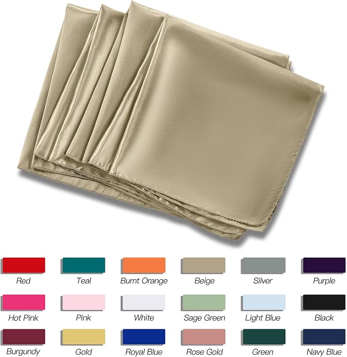 P Pothuiny 24 Pcs Beige Satin Napkins 17 x 17 Inch, Satin Cloth Napkins | - Image 6