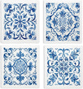 Swedish Dishcloths for Kitchen, Vintage Blue Floral Swedish DishCloths, Papaya Reusable Paper Towels Washable, 4 Pcs Dish Towels for Kitchen Party Home Housewarming Cleaning Cloths