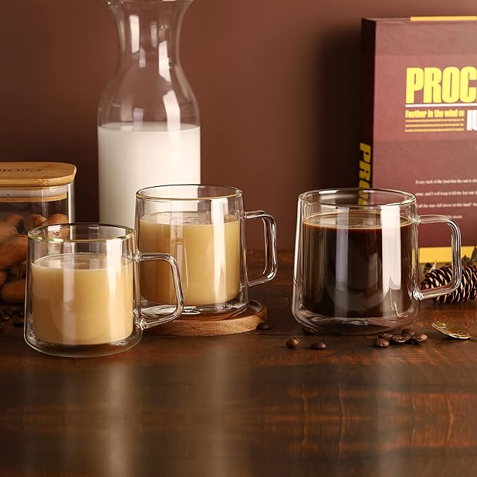 CNGLASS 10oz Glass Coffee Mugs, Double Wall Insulated Glass Mugs - Image 8