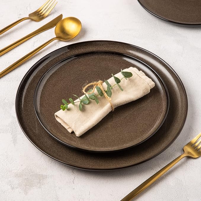 LERATIO Ceramic Plate Set of 6, 8.5 Inch Reactive Glaze Salad Plates | Modern - Image 6