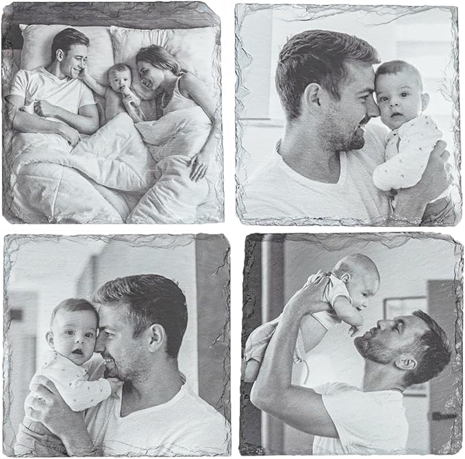 Blue Ridge Mountain Gifts - Custom Coasters Printed with Your Photos, Father's Day Present, Thoughtful Keepsake for New Dad, New Mom and Dad Gift of Newborn Photoshoot, Personalized Slate Coasters