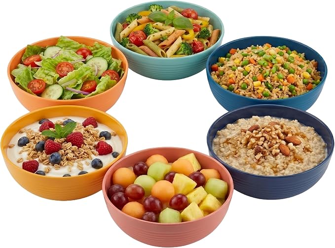 Plastic Bowls Kitchen Set for Cereals, Soup – Salad Bowl Set of 6 for Hot Cold - Image 6