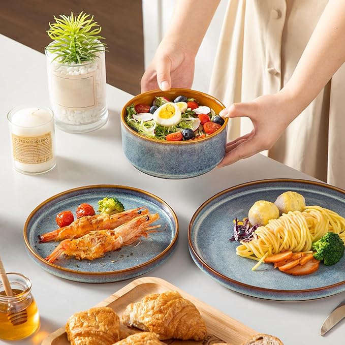 vancasso ONION Ceramic Dinnerware Sets, 12 Pieces Stoneware Plates and Bowls - Image 6