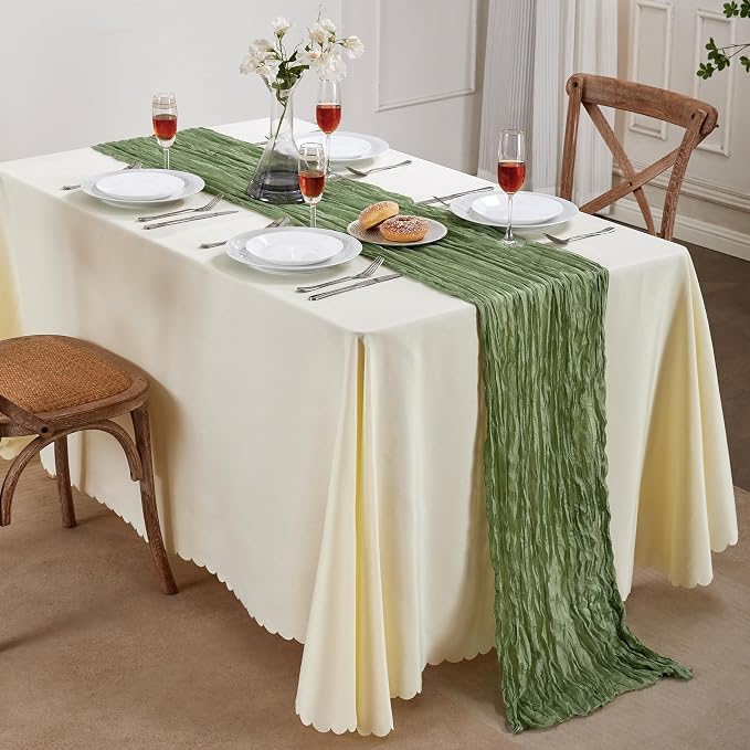 AGIRL 6 Pack Sage Green Cheesecloth Table Runner 10FT Boho Gauze Home Decor | - Image 7