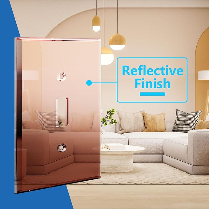 LIDER Toggle Switch Acrylic Wall Plate, Mirrored Light Switch Plate, Plexiglass Switch Cover, Mirror-like Reflective Finish, Modern Upgrade, Oversized 1-Gang 5.25" x 3.44", Rose Gold