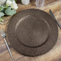 Efavormart 6 Pack | 13" Natural Brown Acrylic Plastic Rattan-Like Charger Plates by efavormart